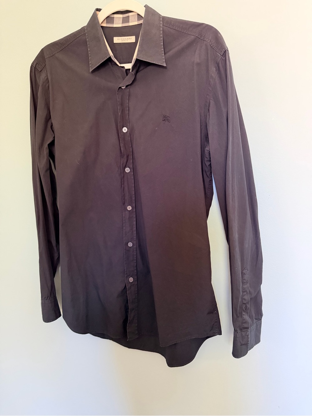 Burberry Men's Long-Sleeve Button-Up Shirt — Black Medium